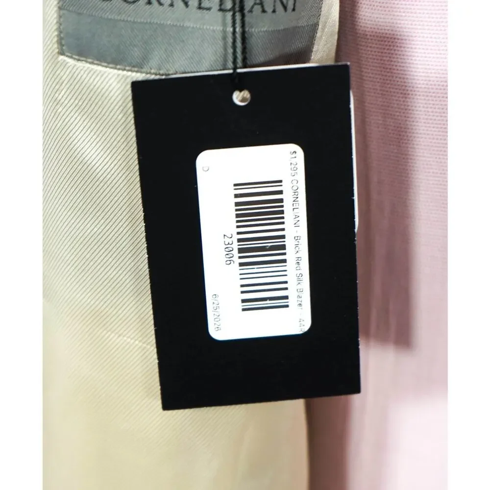 $2,195 CORNELIANI - Brick Red *PURE SILK* Blazer - 44R
